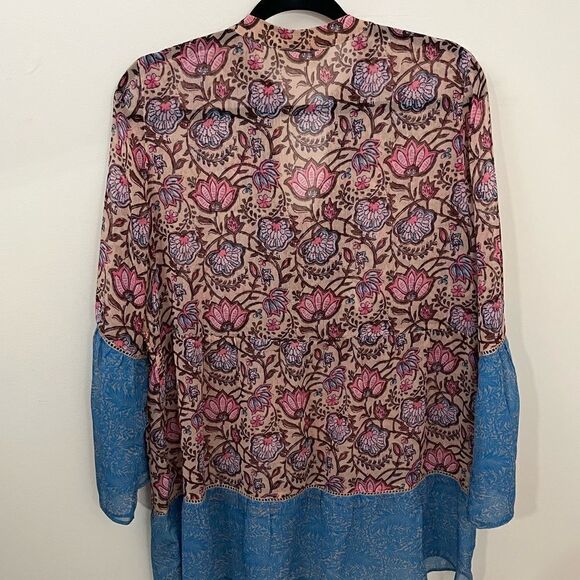Soft Surroundings Pergola Floral Boho Embroidered Sheer Tunic Top M - Picture 3 of 6